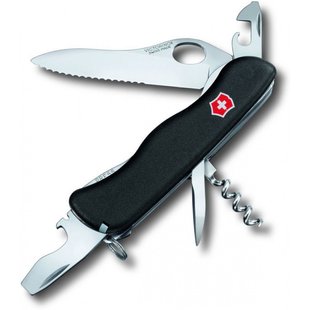 Швейцарський розкладний ніж Victorinox Nomad One Hand (111мм 11 функцій) чорний (0.8353.MW3)