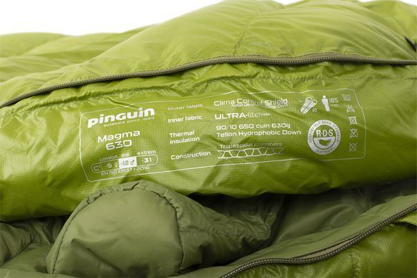 Спальний мішок Pinguin Magma 630 (-5/ -12&deg;C), 195 см - Left Zip, Green (PNG 243345)