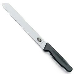 Нож бытовой, кухонный для хлеба Victorinox с серрейт. лезвием (лезвие: 210мм), черный 5.1633.21