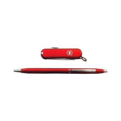 Набір Victorinox ніж Classic SD (58мм 7 функцій) + ручка Cross BP червоний 4.4401