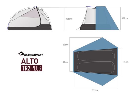 Намет двомісний Alto TR2 Plus Pro, Fabric Inner, Sil / Sil, Blue (ATS2039-04170208)