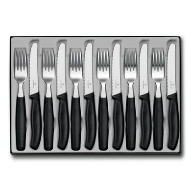 Набір кухонний Victorinox SwissClassic Table Set (6 ножів, 6 вилок), чорний 6.7833.12