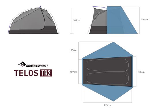 Палатка двухместная Telos TR2 Pro, Mesh Inner, Sil/Sil, Blue (STS ATS2040-03170203)