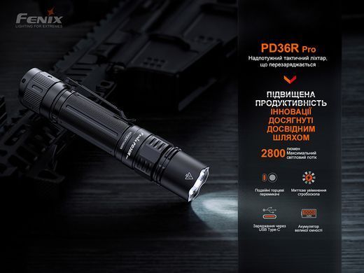 Фонарь ручной Fenix PD36R Pro, Black (FNX PD36RPRO)