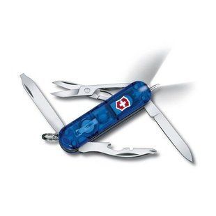 Швейцарский складной нож + LED Victorinox Midnite Manager (58мм 10 функций) синий прозр 0.6366.Т2
