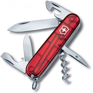 Швейцарський розкладний ніж Victorinox Spartan (91мм 12 функцій) червоний прозорий (1.3603.Т)