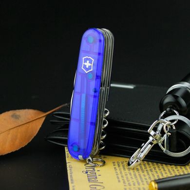 Швейцарський розкладний ніж Victorinox Climber (91мм 14 функцій) синій прозорий (1.3703.Т2)