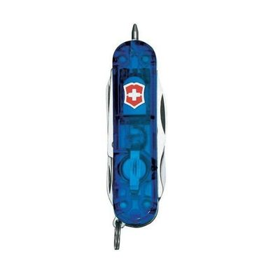 Швейцарський розкладний ніж + LED Victorinox Midnite Manager (58мм 10 функцій) синій прозр 0.6366.Т2