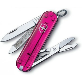 Швейцарський розкладний ніж Victorinox Classic (58мм 7 функцій) рожевий прозорий (0.6203.T5)