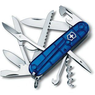 Швейцарский складной нож Victorinox Huntsman (91мм 15 функций) синий прозрачный (1.3713.Т2)