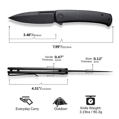 Нож складной Civivi Caetus, Black (C21025C-2)