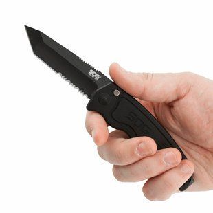 Нож складной SOG SOG-TAC Automatic , Black TiNi/Partically Serrated (SOG ST-04)