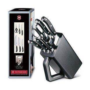Кухонный набор Victorinox Forged Сhef'S (5 ножей+ножницы) с подставкой, черный 7.7243.6