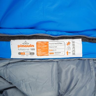 Спальный мешок Pinguin Mistral PFM (3/-3°C), 185 см - Left Zip, Blue (PNG 235159)