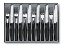 Набір кухонний Victorinox Table Set 12шт с черн. ручкой (6 ножів 11см закругл.нос волн., 6 вилок) (5.1333.12)