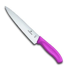 Нож бытовой, кухонный Victorinox Swissclassic (лезвие: 190мм), розовый, блистер 6.8006.19L5B