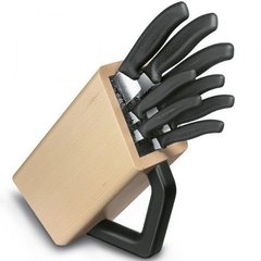 Набір кухонних ножів Victorinox Swissclassic (8 предметів) з підставкою, чорний 6.7173.8