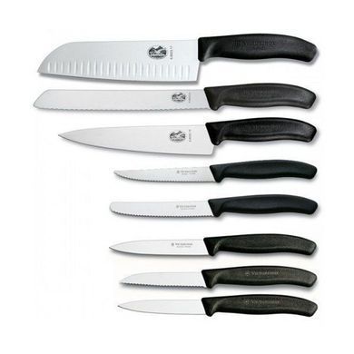 Набір кухонних ножів Victorinox Swissclassic (8 предметів) з підставкою, чорний 6.7173.8