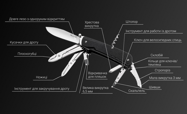Нож многофункциональный Ruike Trekker LD41-B, Black (RKE LD41-B)