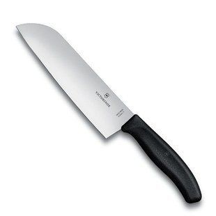 Ніж побутовий, кухонний Victorinox Swissclassic Santoku (лезо: 170мм), чорний, блістер 6.8503.17B