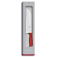 Нож бытовой, кухонный Victorinox SwissClassic Santoku с серрейт. (лезвие: 170мм), красный 6.8521.17G