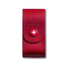 Чехол для ножей Victorinox (84-91мм, 5-8 слоев) на кнопке, кожаный, красный 4.0521.1