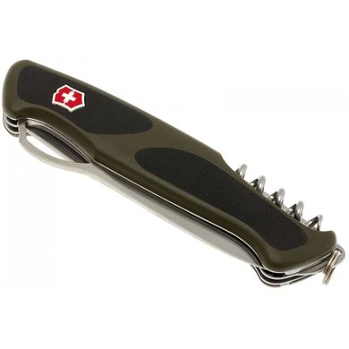 Швейцарский складной нож Victorinox Rangergrip 61 One Hand (130мм,11 функций) зелено-черный (0.9553.MC4)