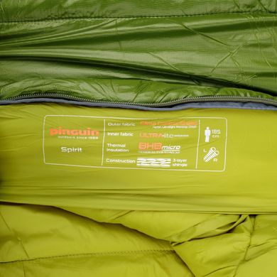 Спальный мешок Pinguin Spirit (-5/-12°C), 185 см - Left Zip, Green (PNG 232141) 2020