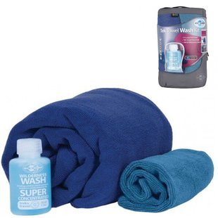 Набір: Рушник з мікрофібри + шампунь Tek Towel Wash Kit, M - 50х100см, Cobalt Blue від Sea to Summit (STS ATTKITMCO)