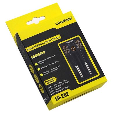 Зарядний пристрій для акумуляторів Liitokala Lii-202, Ni-Mh/Li-ion/Li-Fe/LiFePO4, USB, LED, Box (Lii-202)