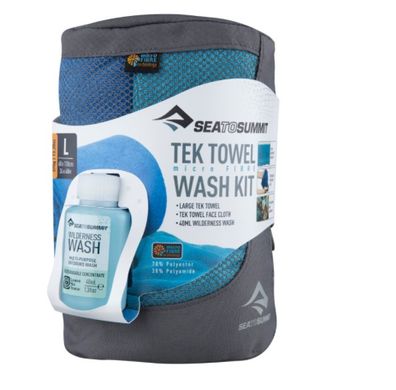 Набор: полотенце из микрофибры + шампунь Tek Towel Wash Kit, M - 50х100см, Cobalt Blue от Sea to Summit (STS ATTKITMCO)