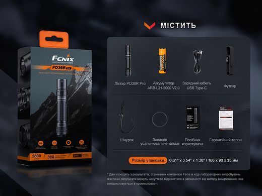 Фонарь ручной Fenix PD36R Pro, Black (PD36RPRO)