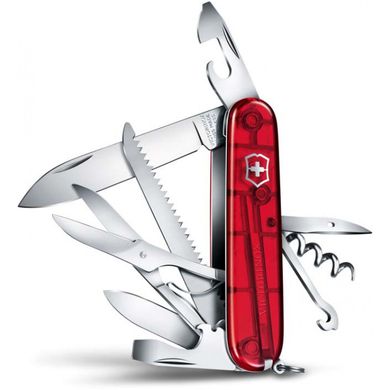 Швейцарский складной нож Victorinox Huntsman (91мм 15 функций) красный прозрачный (1.3713.Т)