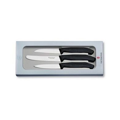 Набор кухонных ножей Victorinox Swissclassic (лезвие: 80/80/100мм), черный 6.7113.3G