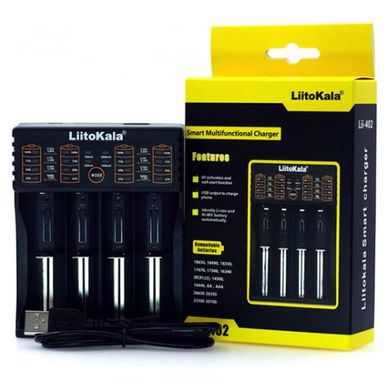 Зарядний пристрій для акумуляторів Liitokala Lii-402, Ni-Mh/Li-ion/Li-Fe/LiFePO4, USB, LED, Box (Lii-402)