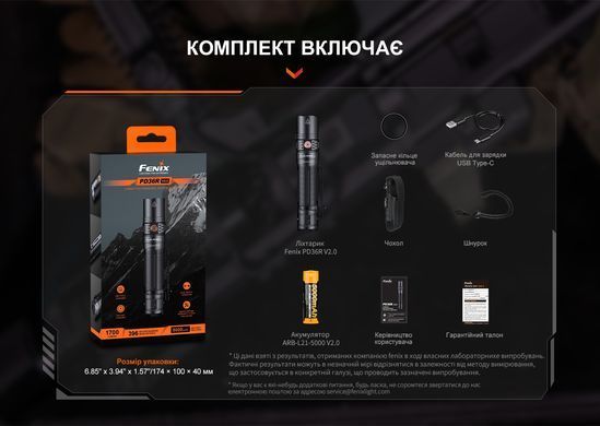Ліхтар ручний Fenix PD36R V2.0 (PD36RV20)