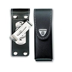 Чехол для ножей Victorinox (111мм, 6 слоев) кожаный, на липучке, пов. клипом, черный 4.0524.31