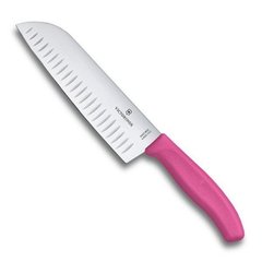 Нож бытовой, кухонный Victorinox Swissclassic Santoku (лезвие: 170мм), розовый 6.8526.17L5B