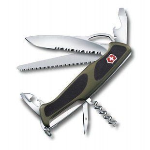 Швейцарський розкладний ніж Victorinox Rangergrip 179 One Hand (130мм 12 функцій) зелено-чорний 0.9563