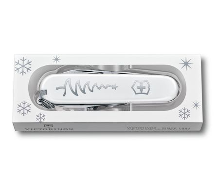 Швейцарский складной нож Victorinox Sportsman White Christmas (84мм 13 функций) белый (0.3804.77)