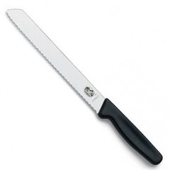 Нож бытовой, кухонный для хлеба Victorinox с серрейт. лезвием (лезвие: 180мм), черный 5.1633.18