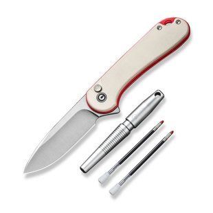 Комплект (нож складной, ручка) Civivi StellarQuill Pen & Button Lock Elementum II Knife Combo Gift Pack, Red Painted (689826331095)