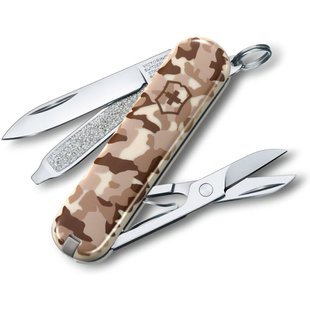 Швейцарський розкладний ніж Victorinox Classic SD (58мм 7 функцій) бежевий камуфляж (0.6223.941)