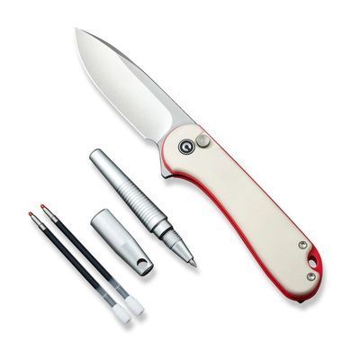 Комплект (ніж складаний, ручка) Civivi StellarQuill Pen & Button Lock Elementum II Knife Combo Gift Pack, Red Painted (689826331095)