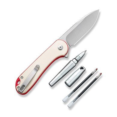 Комплект (ніж складаний, ручка) Civivi StellarQuill Pen & Button Lock Elementum II Knife Combo Gift Pack, Red Painted (689826331095)