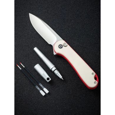 Комплект (ніж складаний, ручка) Civivi StellarQuill Pen & Button Lock Elementum II Knife Combo Gift Pack, Red Painted (689826331095)