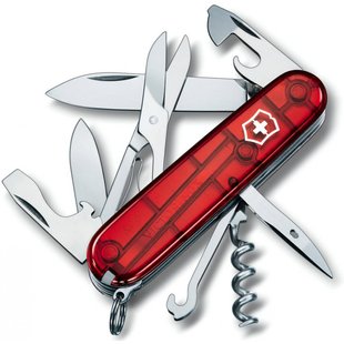 Швейцарський розкладний ніж Victorinox Climber (91мм 14 функцій) червоний прозорий (1.3703.Т)